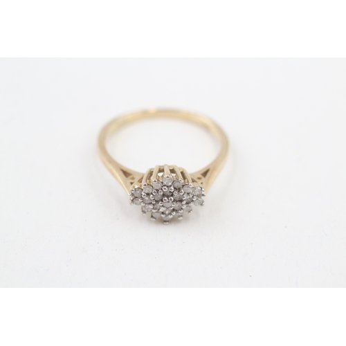 145 - 9ct gold diamond cluster ring (2.2g) Size  N