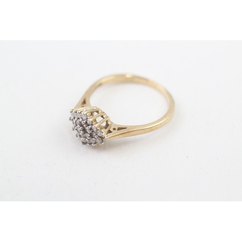 145 - 9ct gold diamond cluster ring (2.2g) Size  N