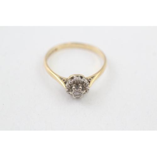 146 - 18ct gold diamond floral cluster ring (2.7g) Size  P 1/2