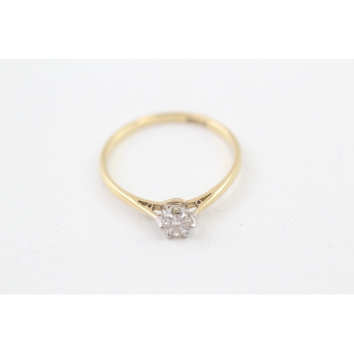 188 - 18ct gold round brilliant diamond single stone ring (1.6g) Size  N