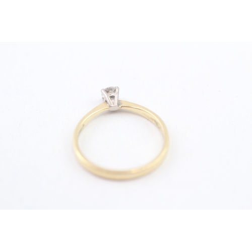 190 - 18ct gold round brilliant diamond single stone ring (2.4g) Size  O