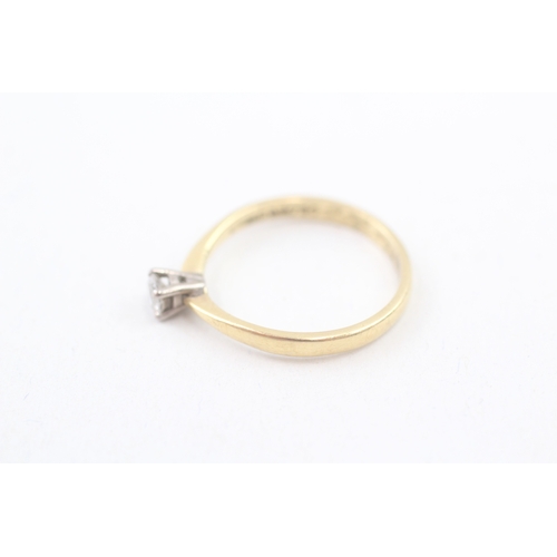 190 - 18ct gold round brilliant diamond single stone ring (2.4g) Size  O