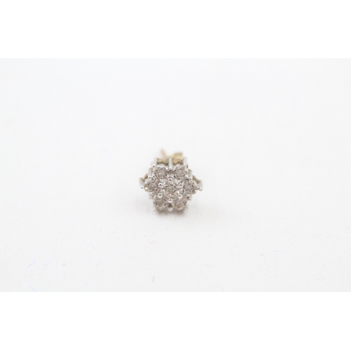 192 - 9ct gold diamond floral cluster stud earrings (1.6g)