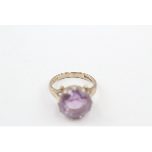 195 - 9ct gold vintage amethyst cocktail ring (4.3g) Size  K