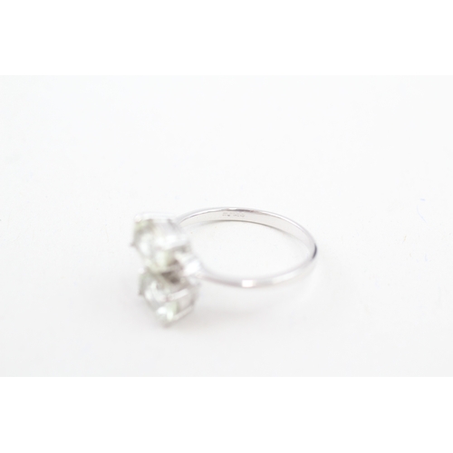 199 - 9ct white gold diamond & spodumene toi et moi ring (2.6g) Size  O