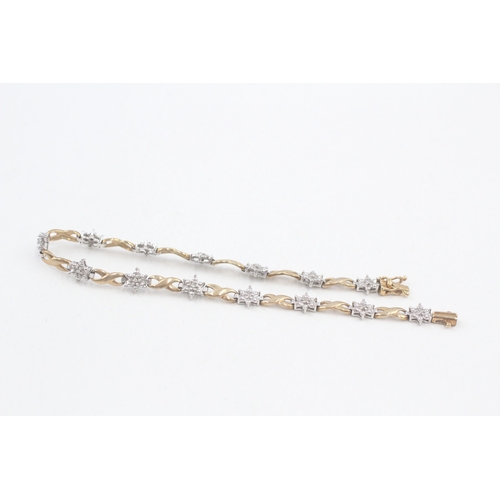 201 - 9ct gold diamond tennis bracelet (5.3g)