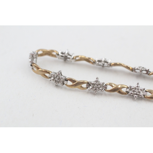 201 - 9ct gold diamond tennis bracelet (5.3g)