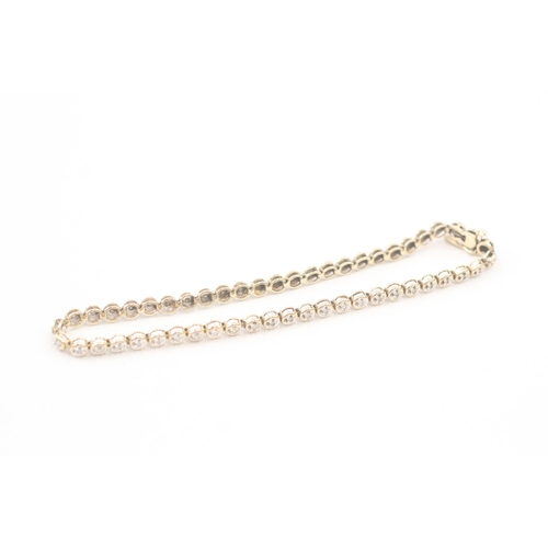 212 - 9ct gold diamond round tennis link bracelet (6.6g)