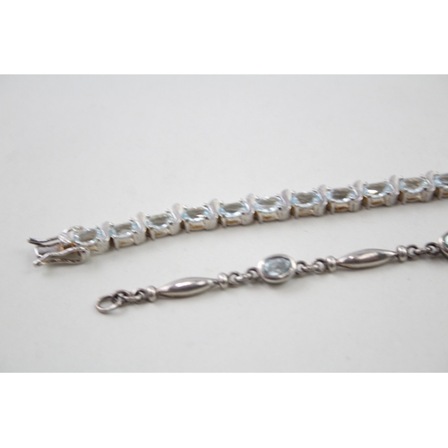 242 - Two silver gemstone bracelets including Topaz