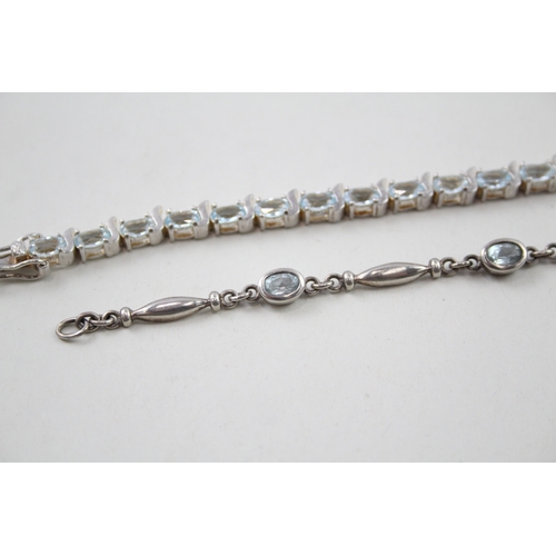 242 - Two silver gemstone bracelets including Topaz