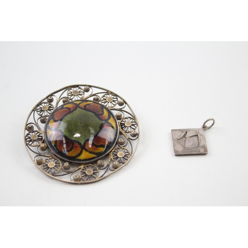 246 - Silver Scandi brooch and pendant including Nina Breddal