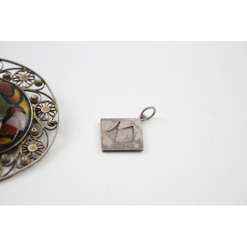 246 - Silver Scandi brooch and pendant including Nina Breddal