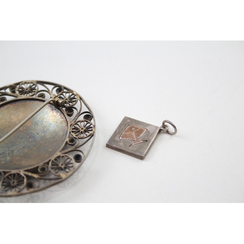 246 - Silver Scandi brooch and pendant including Nina Breddal