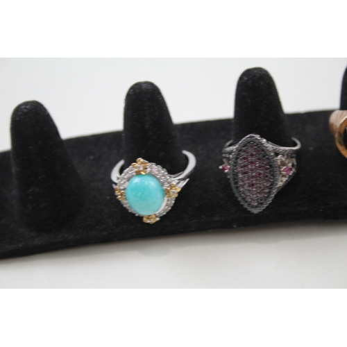 252 - Five silver gemstone rings including Ruby