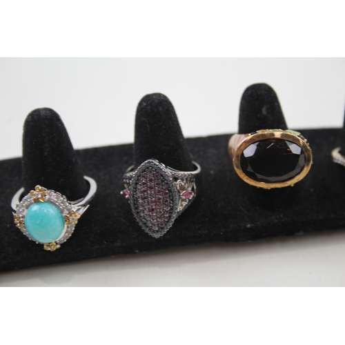 252 - Five silver gemstone rings including Ruby