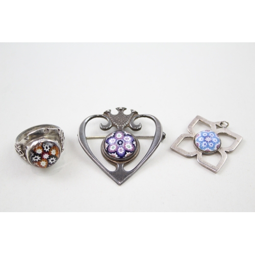 261 - A collection of silver jewellery by Caitness Glass