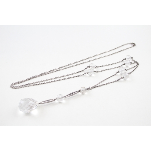 263 - Silver Art Deco cut crystal flapper necklace