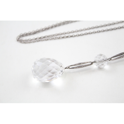 263 - Silver Art Deco cut crystal flapper necklace