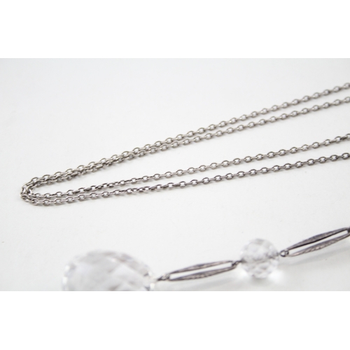 263 - Silver Art Deco cut crystal flapper necklace