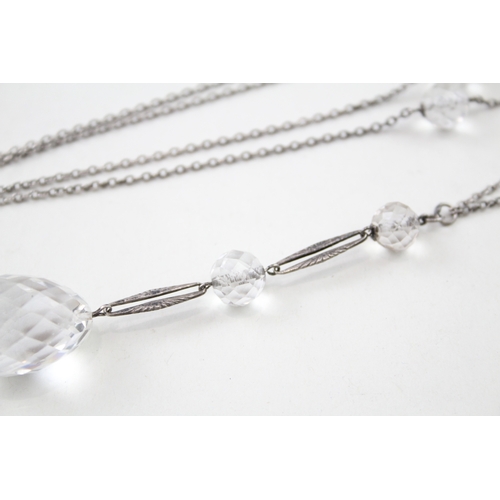 263 - Silver Art Deco cut crystal flapper necklace