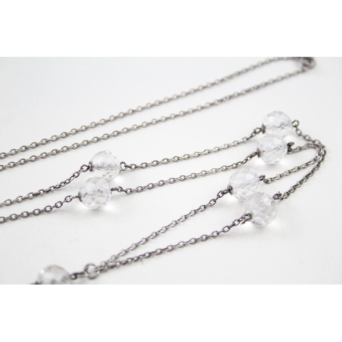 263 - Silver Art Deco cut crystal flapper necklace