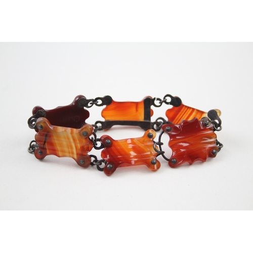 275 - Silver antique Agate panel bracelet