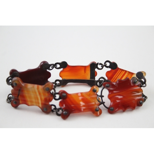 275 - Silver antique Agate panel bracelet