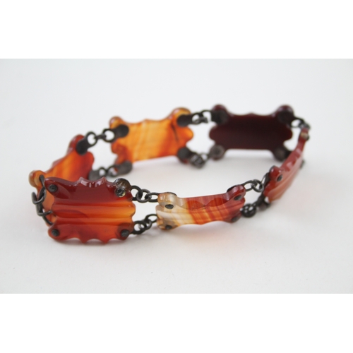 275 - Silver antique Agate panel bracelet