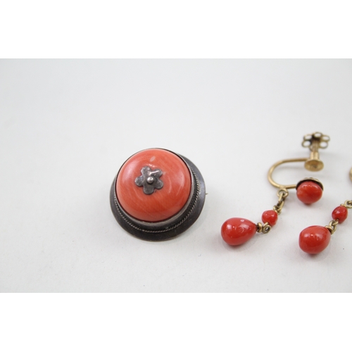 283 - A collection of silver antique Coral jewellery