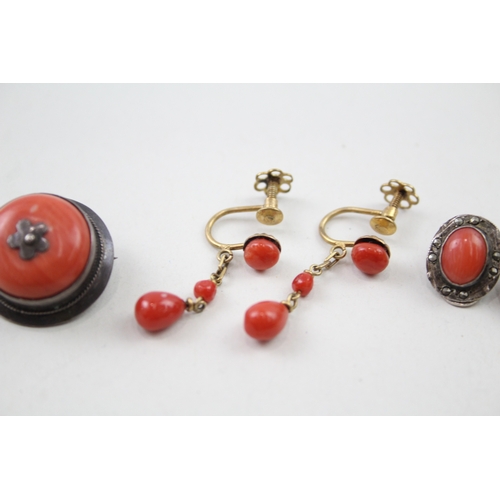 283 - A collection of silver antique Coral jewellery