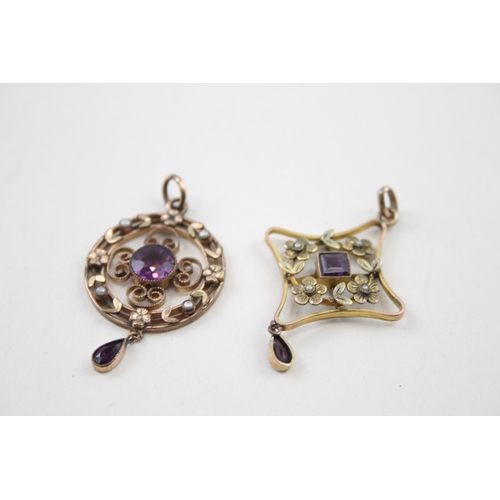 286 - Two Art Nouveau rolled gold pendants