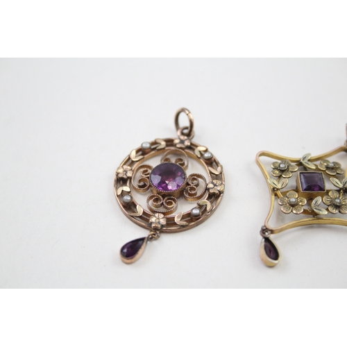 286 - Two Art Nouveau rolled gold pendants