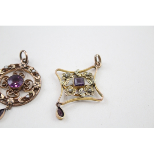 286 - Two Art Nouveau rolled gold pendants