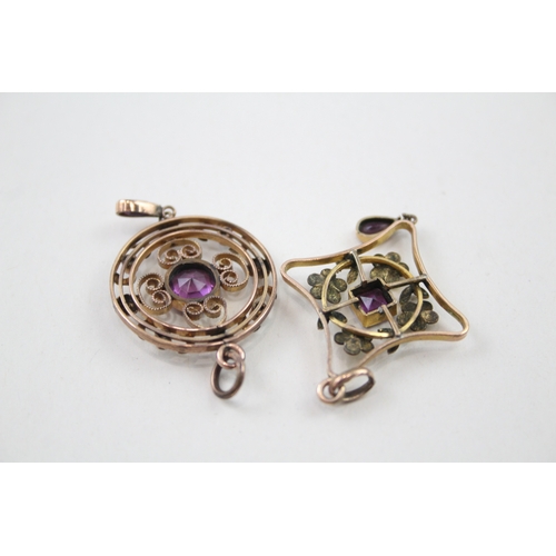 286 - Two Art Nouveau rolled gold pendants