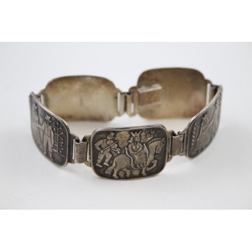 287 - Silver storyteller panel bracelet by N.M. Thune