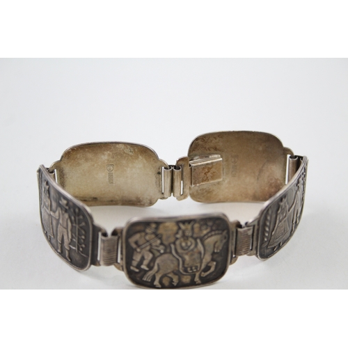 287 - Silver storyteller panel bracelet by N.M. Thune