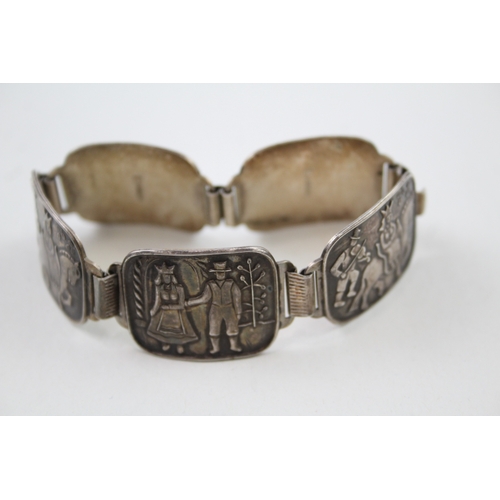 287 - Silver storyteller panel bracelet by N.M. Thune