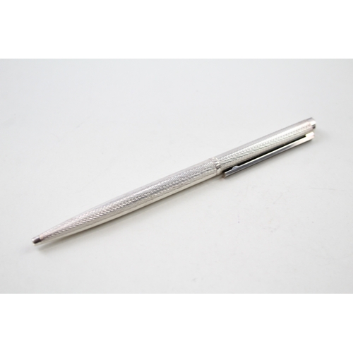 294 - Vintage DUNHILL Silver Plated Ballpoint Pen / Biro WRITING w/ Enamel Clip