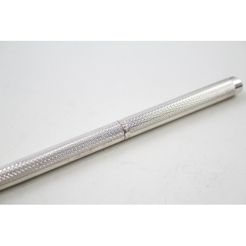 294 - Vintage DUNHILL Silver Plated Ballpoint Pen / Biro WRITING w/ Enamel Clip