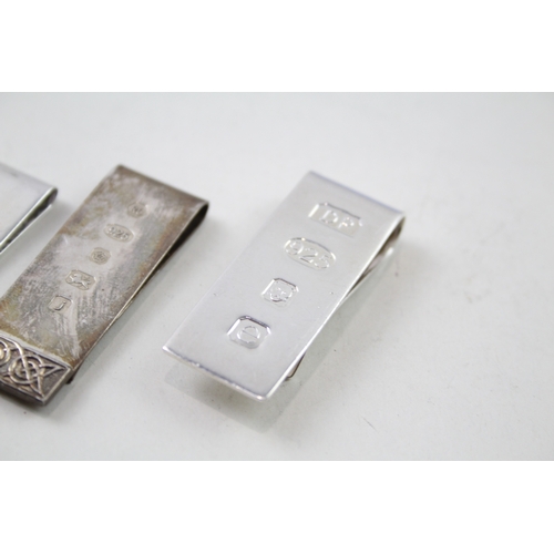 296 - 3 x Hallmarked .925 Sterling Silver Gents Money Clips Inc Vintage Etc (51g)