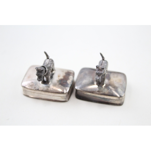 298 - 2 x Vintage .925 Sterling Silver Novelty Scotty Dog Pill / Trinket Boxes (45g)