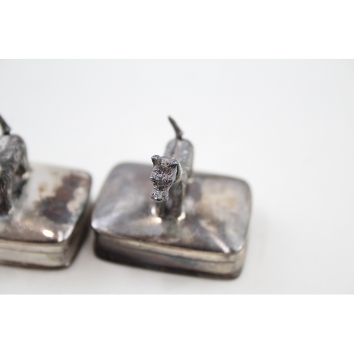 298 - 2 x Vintage .925 Sterling Silver Novelty Scotty Dog Pill / Trinket Boxes (45g)