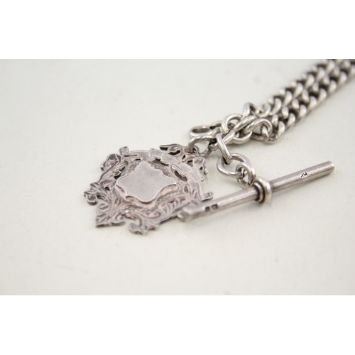 299 - Antique Victorian .925 Sterling Silver Fob w/ .925 Sterling Albert Chain (41g)