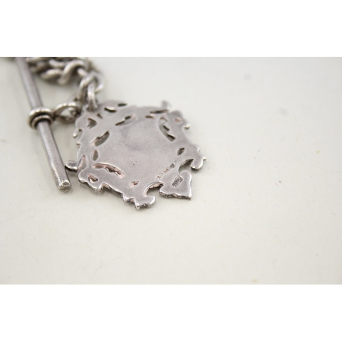 299 - Antique Victorian .925 Sterling Silver Fob w/ .925 Sterling Albert Chain (41g)