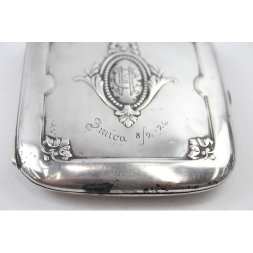 307 - Antique / Vintage Stamped .830 Silver Ladies Cigarette Case w/ Engraving (63g)