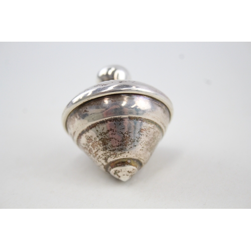 324 - Vintage .925 Sterling Silver Novelty Spinning Top Toy w/ Engraving (18g)