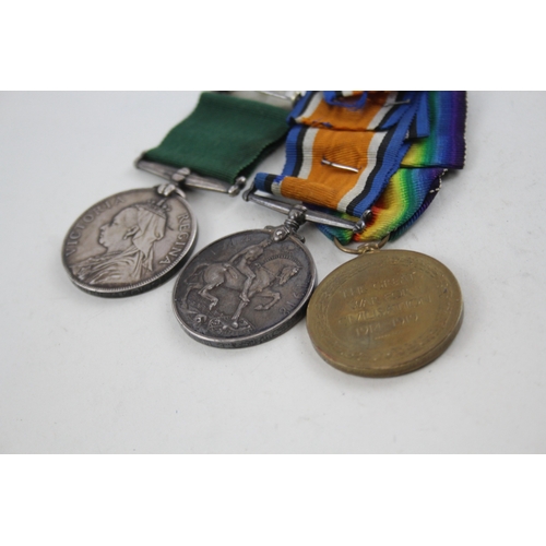 334 - Victorian-WWI Family Medal Group Victorian Vol Long Service T82 Cpl Horn Etc