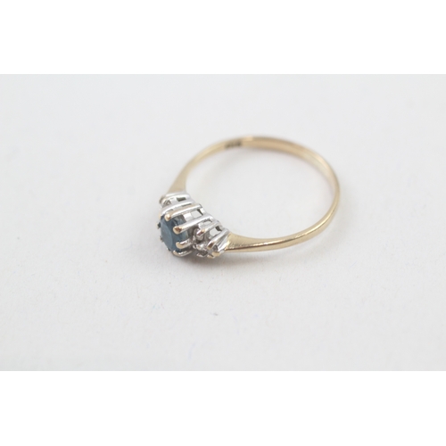 35 - 9ct gold blue topaz & diamond dress ring (1.5g) Size  O