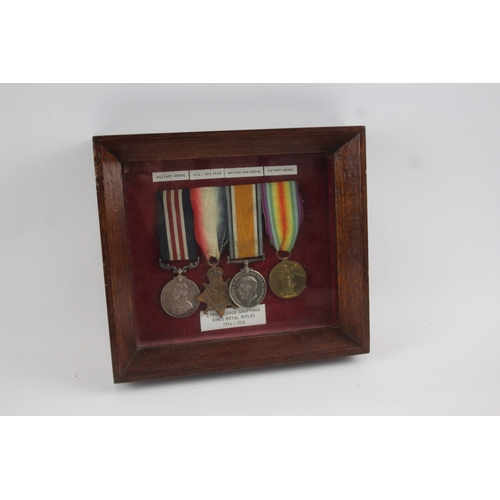 359 - Framed WW1 MM Military Medal & 1914-15 Star Trio