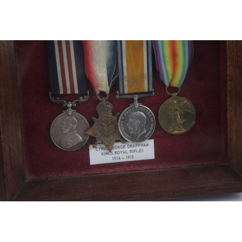 359 - Framed WW1 MM Military Medal & 1914-15 Star Trio